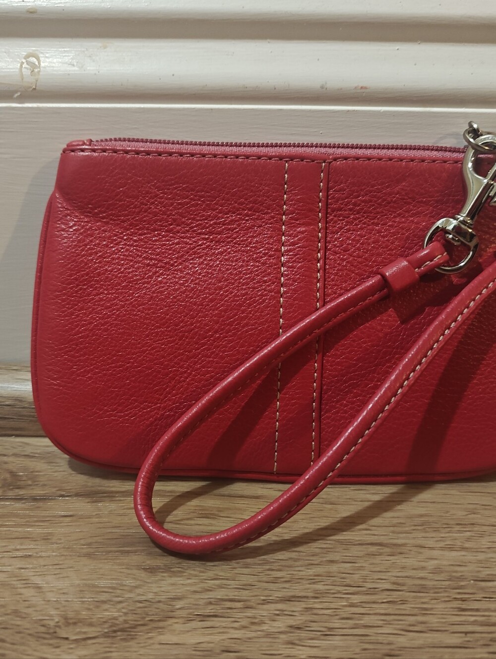 Coach Burgundy Soft Leather Wristlet - Picture 2 of 2